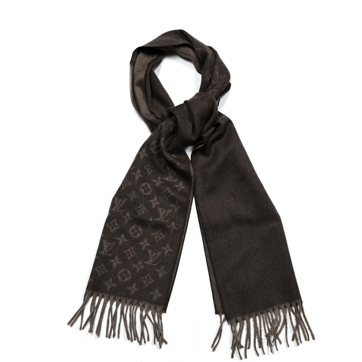 Louis Vuitton Cashmere Wool Monogram Gradient Scarf Noisette 1 of 4