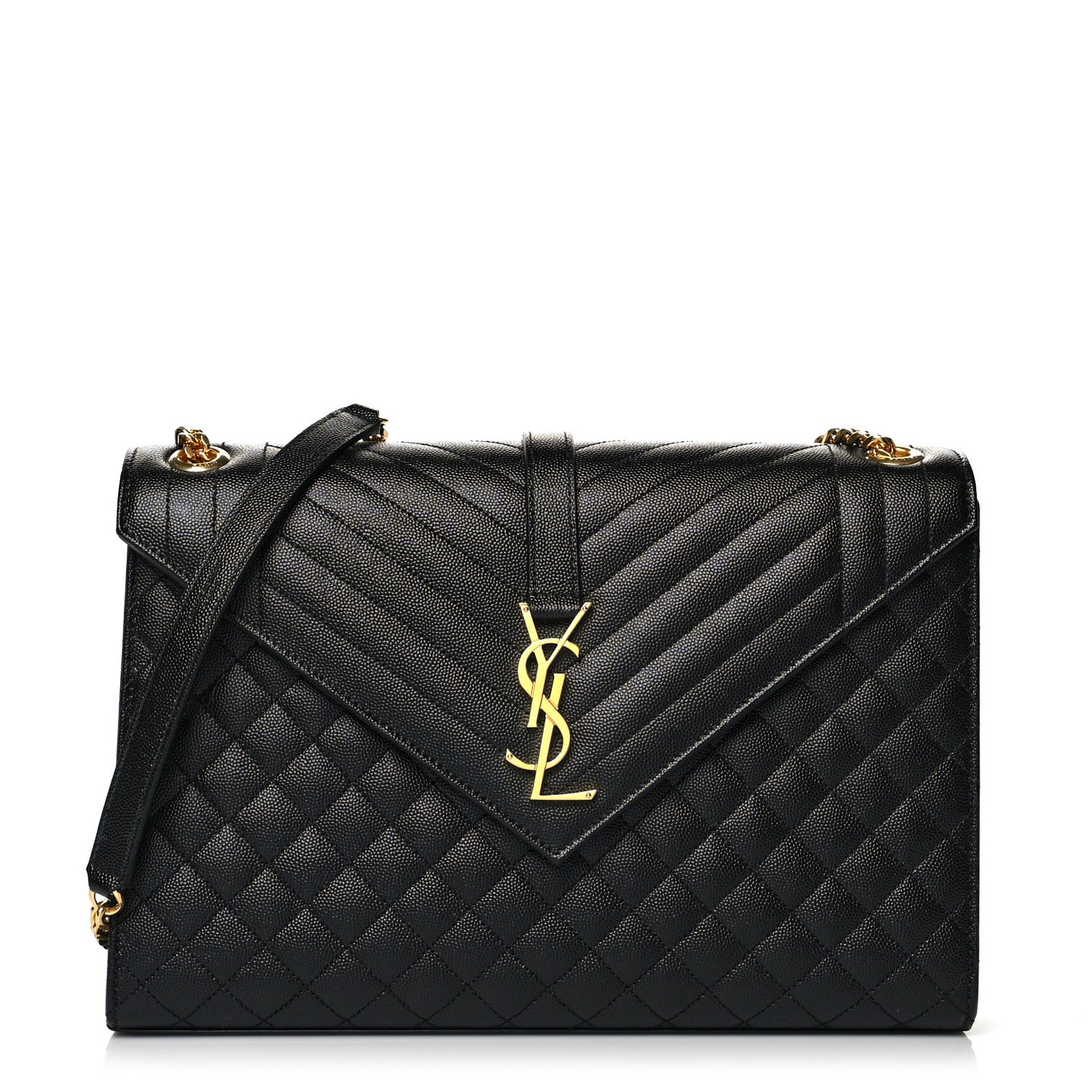 Grain De Poudre Textured Mixed Matelasse Large Triquilt Monogram Satchel Black