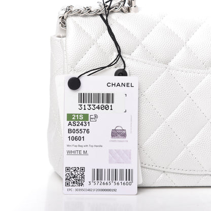 Chanel Iridescent Caviar Quilted Mini Top Handle Rectangular Flap White 11 of 11