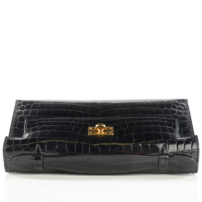 Hermes Shiny Niloticus Crocodile Kelly Pochette Black 12 of 34