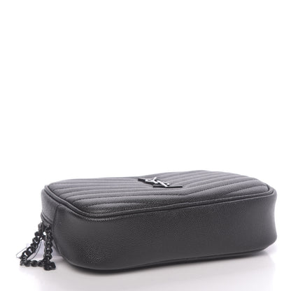 Saint Laurent Grain De Poudre Matelasse Monogram Mini Lou Camera Bag Black 4 of 10