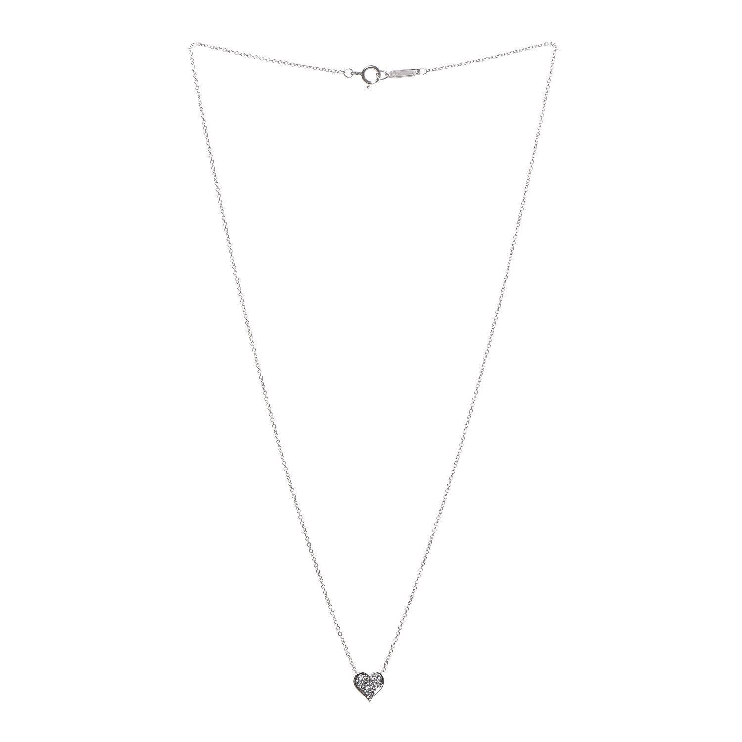 Tiffany Platinum Diamond Heart Pendant Necklace 3 of 6