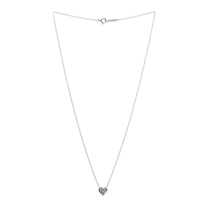 Tiffany Platinum Diamond Heart Pendant Necklace 3 of 6