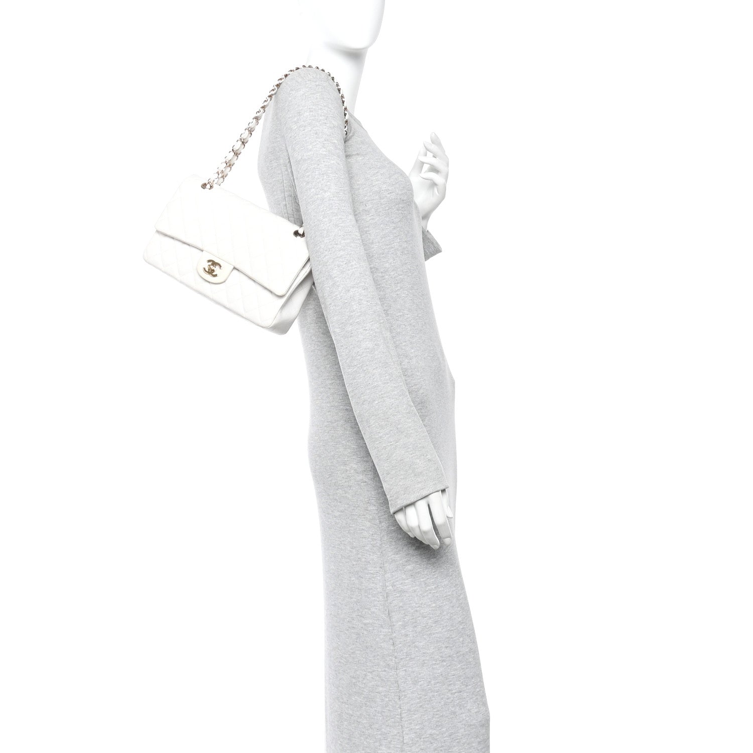 Chanel Caviar Quilted Medium Double Flap White 2 of 15