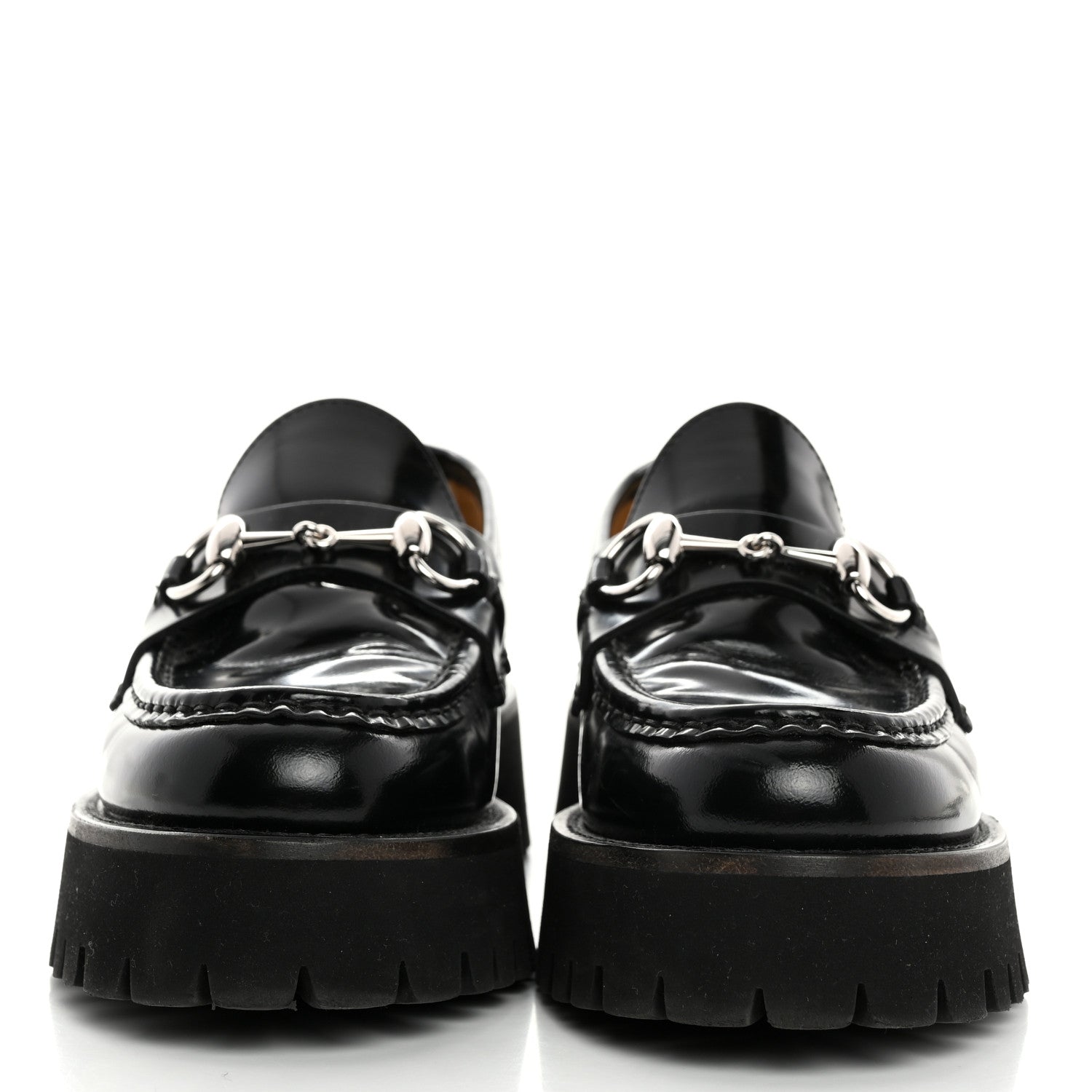 Gucci Cordovan Lux Womens Horsebit 45mm Platform Loafers 36 Black 2 of 8