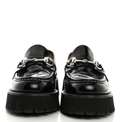 Gucci Cordovan Lux Womens Horsebit 45mm Platform Loafers 36 Black 2 of 8