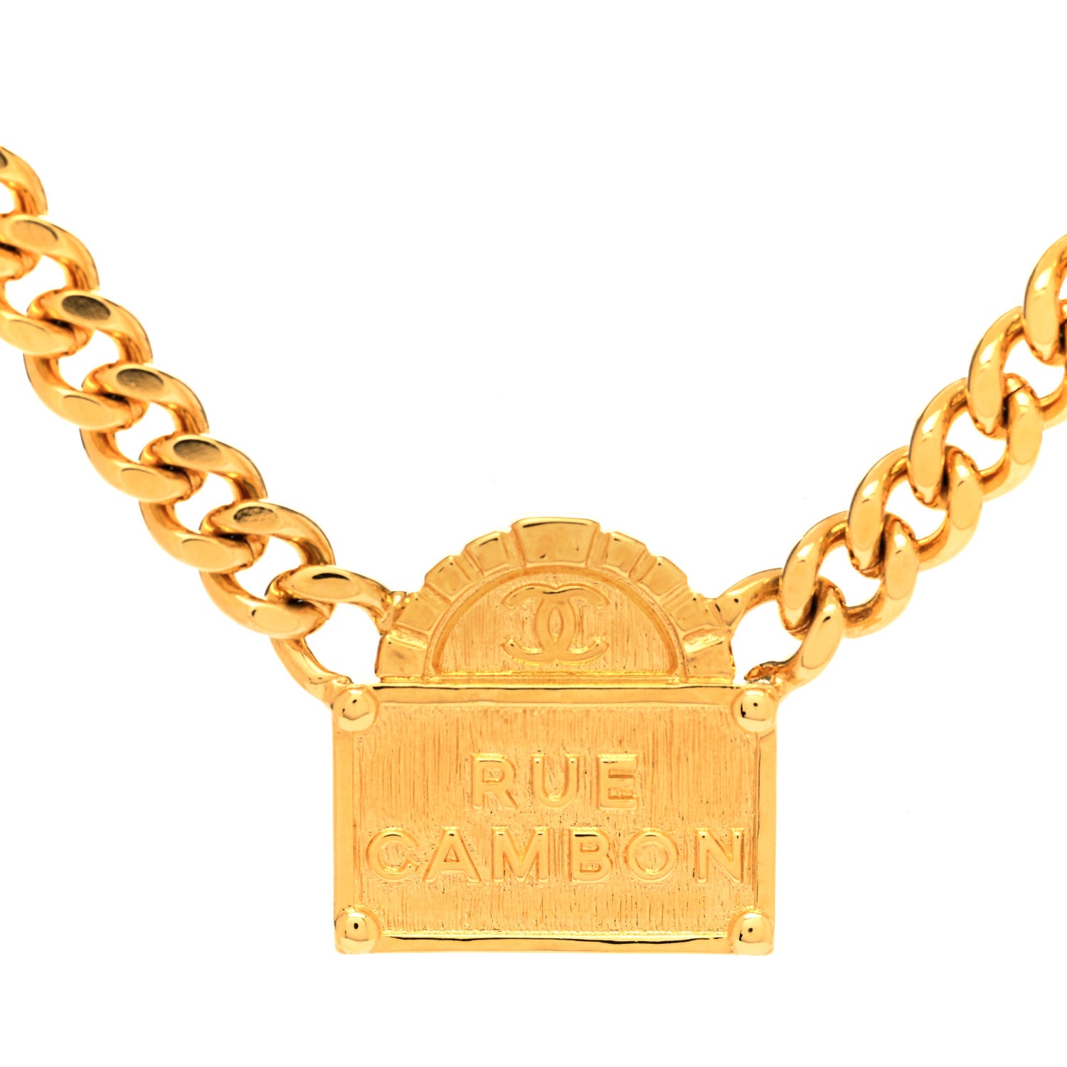 Chanel Metal Chain Link CC Rue Cambon Choker Necklace Gold 4 of 5