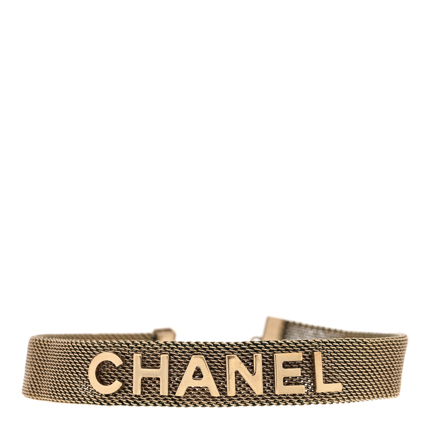 Chanel Mesh Logo Choker Necklace Gold 1 of 5