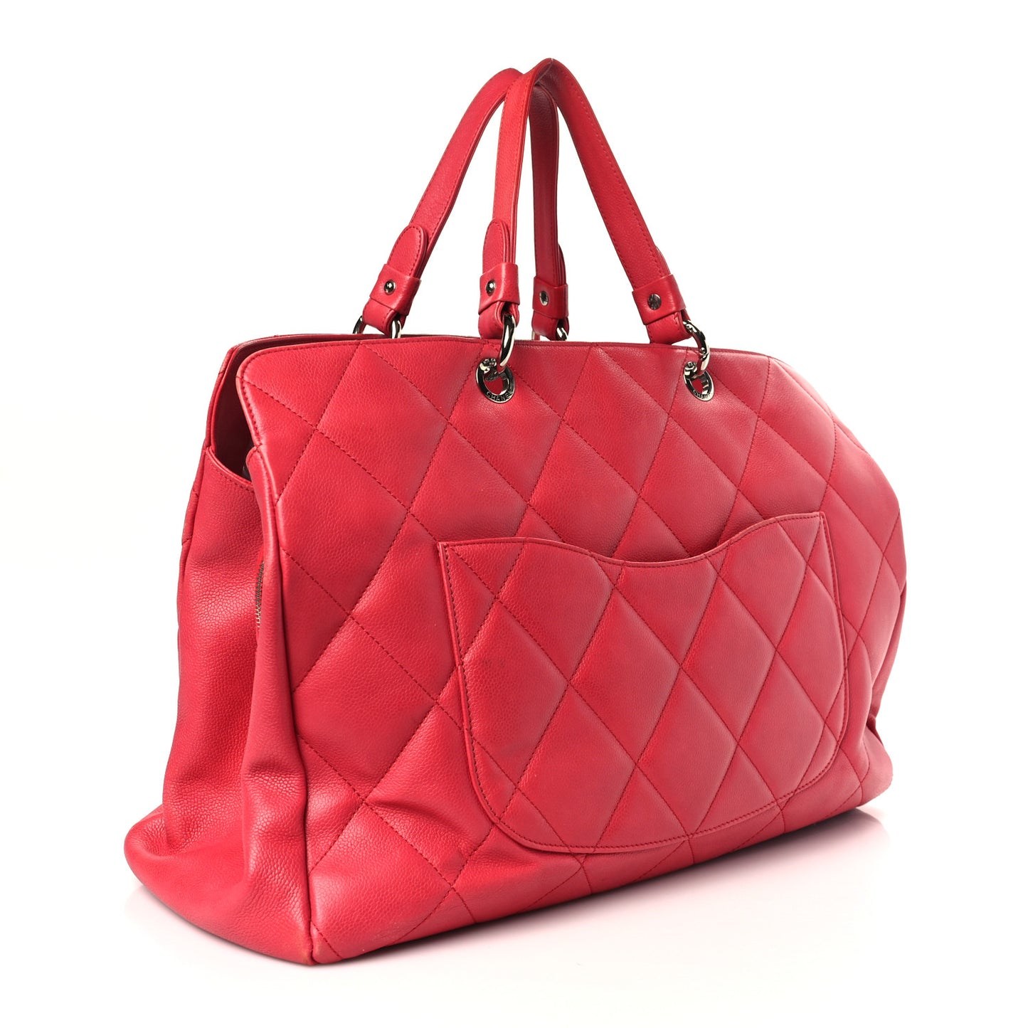 Soft Caviar Quilted Large CC Timeless Tote Fuchsia