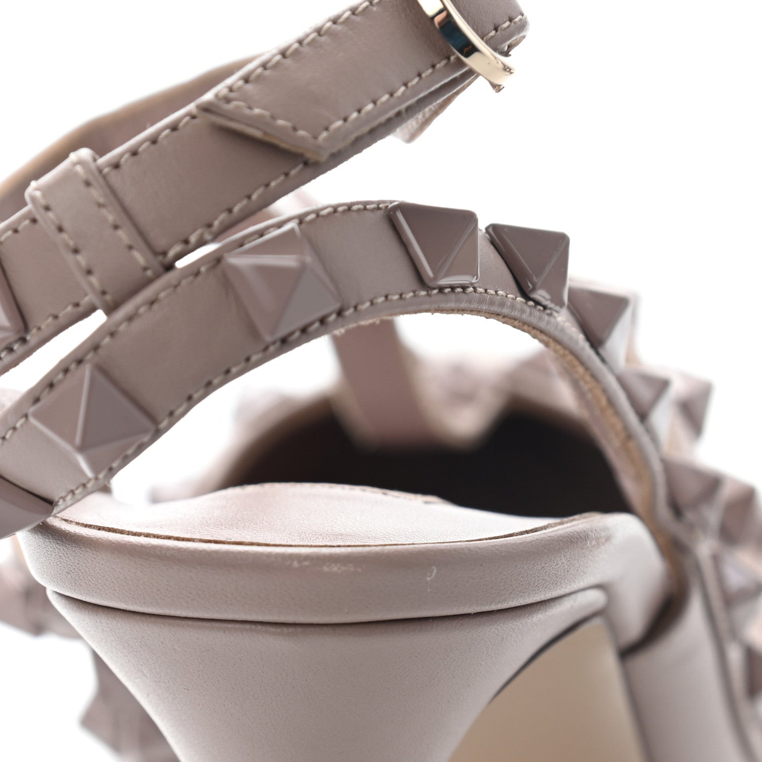 Valentino Garavani Calfskin Lacquered Monochrome Rockstud Ankle Strap 100mm Pumps 40 Poudre 8 of 8