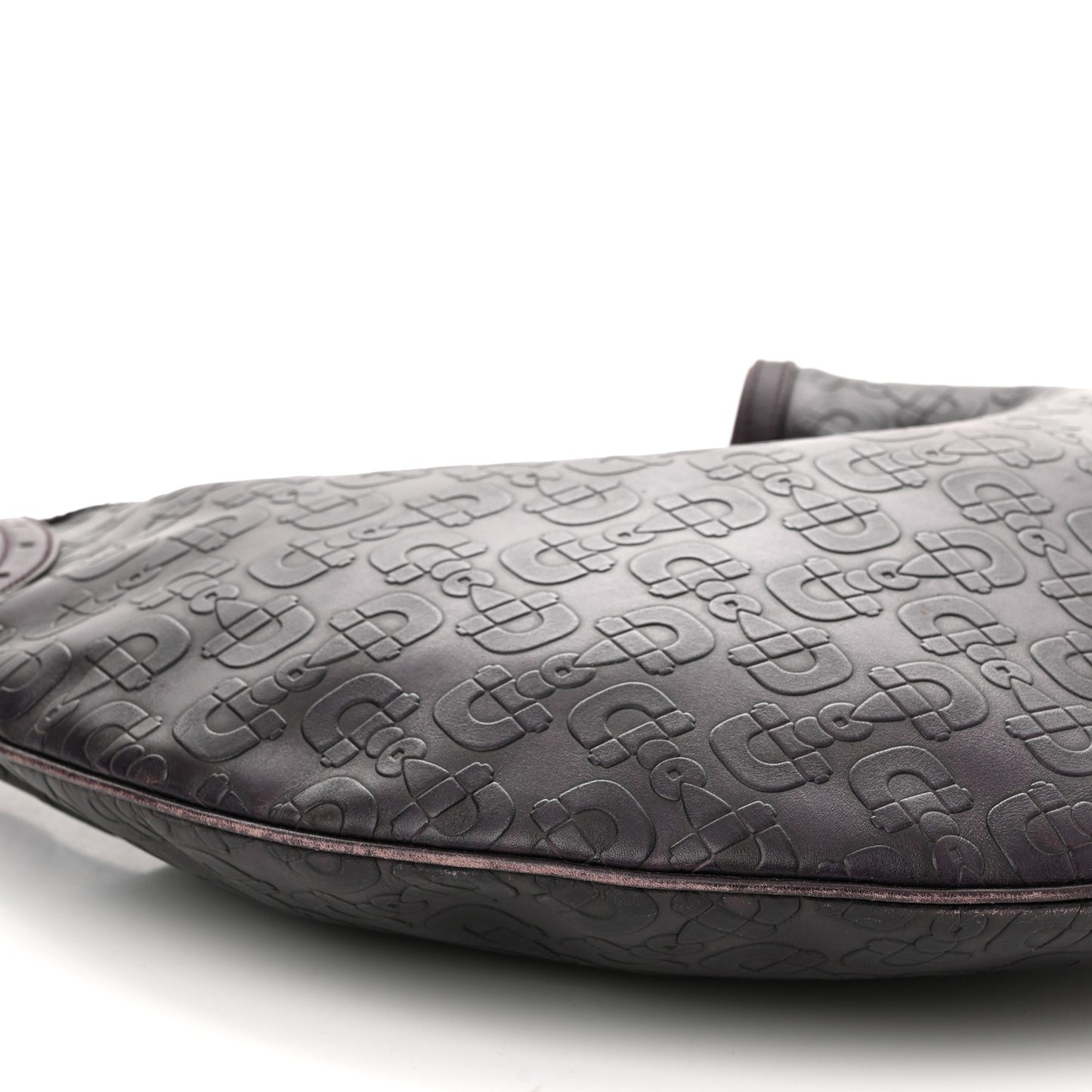 Calfskin Horsebit Embossed Glam Hobo Burgundy