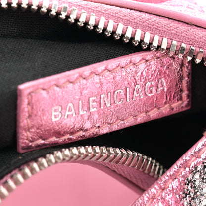 Balenciaga Metallic Agneau Arena Crystal Le Cagole Shoulder Bag XS Met Pink 7 of 11
