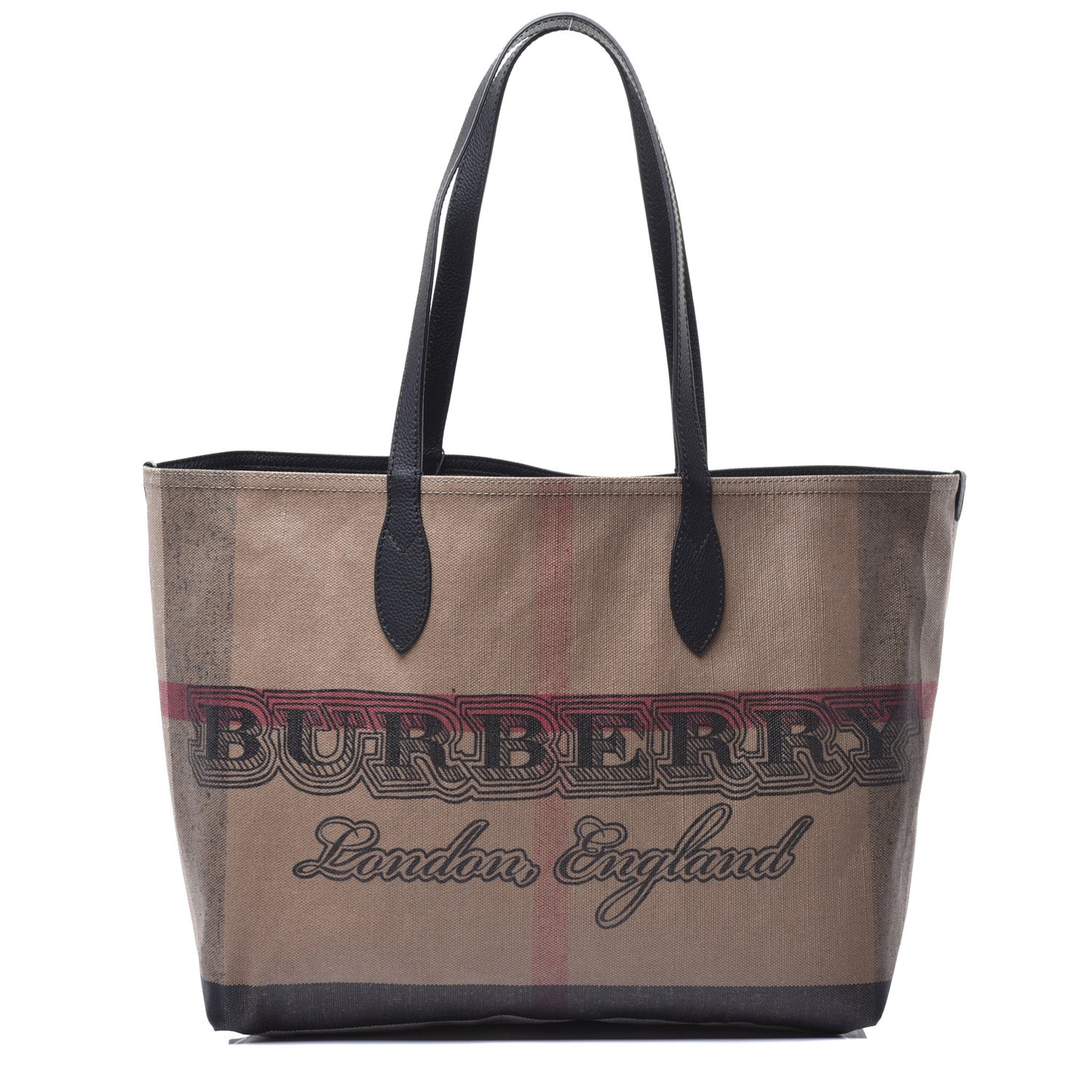 Coated Canvas Mega Check Medium Doodle Tote Black