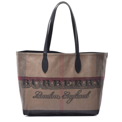 Burberry Coated Canvas Mega Check Medium Doodle Tote Black 1 of 7
