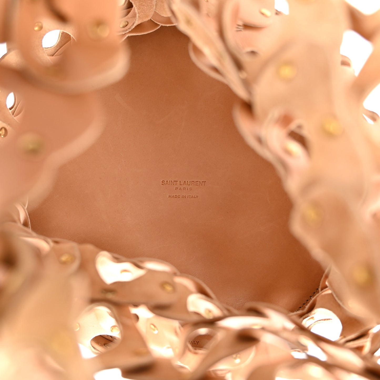 Vegetable Tanned Calfskin Studded Seau Coeur Bucket Bag Vintage Brown