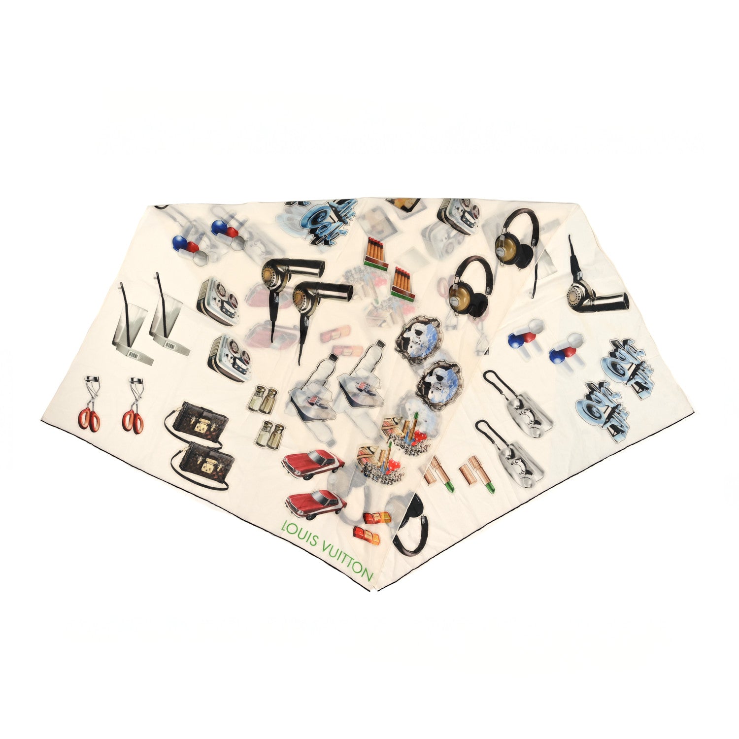 Louis Vuitton Cotton Silk Stickers Animation Stole White 2 of 3