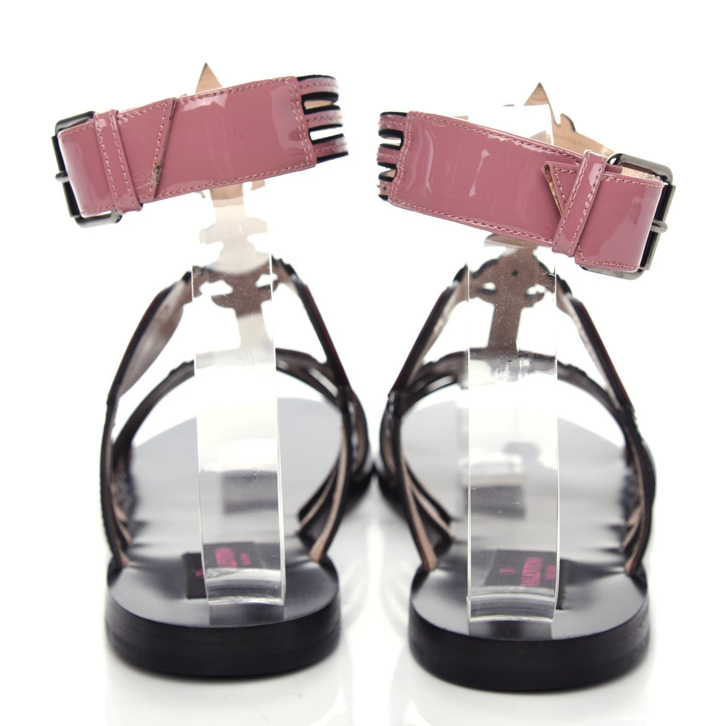Nappa Loveblade Caged Flat Sandals 38 Black