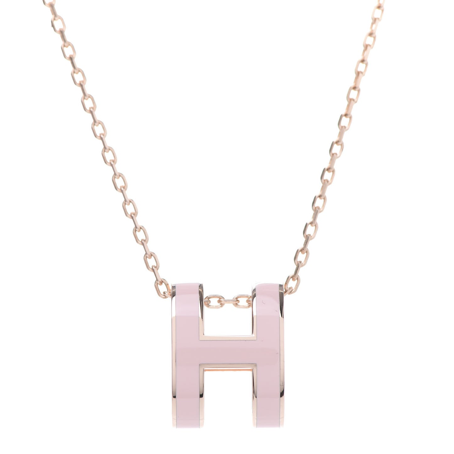Lacquered Rose Gold Pop H Pendant Necklace Rose Dragee