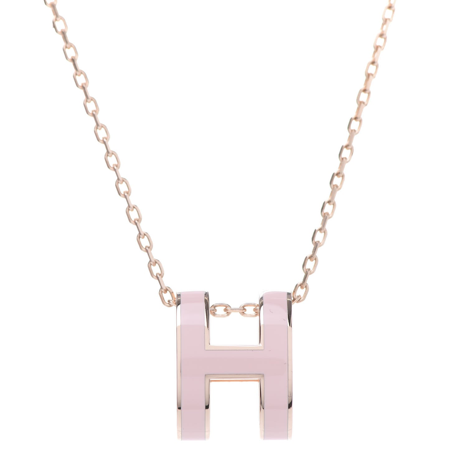 Hermes Lacquered Rose Gold Pop H Pendant Necklace Rose Dragee 4 of 7