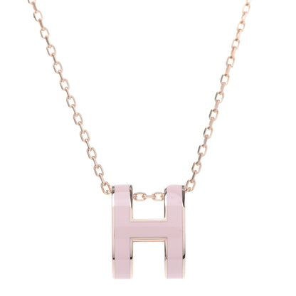 Hermes Lacquered Rose Gold Pop H Pendant Necklace Rose Dragee 4 of 7