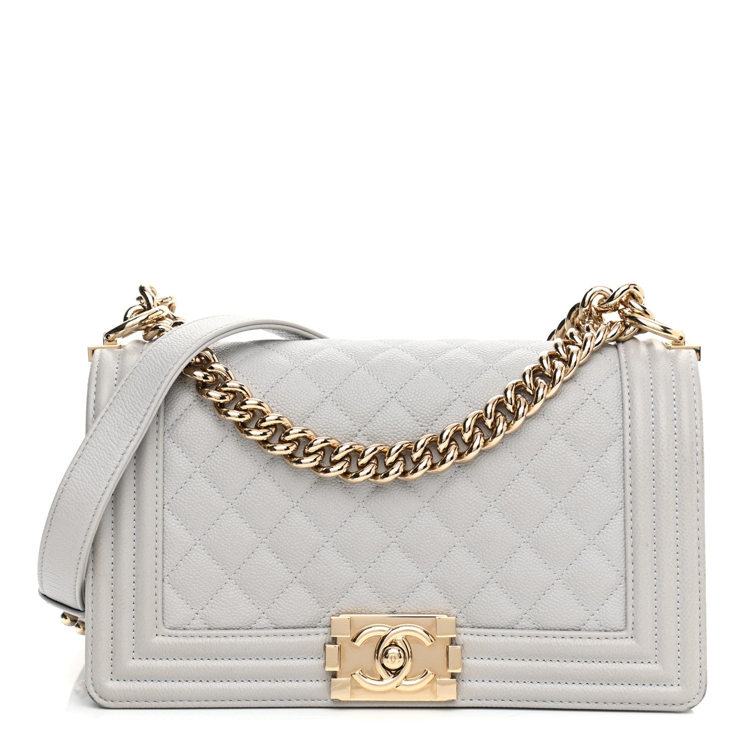 Chanel Caviar Quilted Medium Boy Flap Light Grey 1 of 11