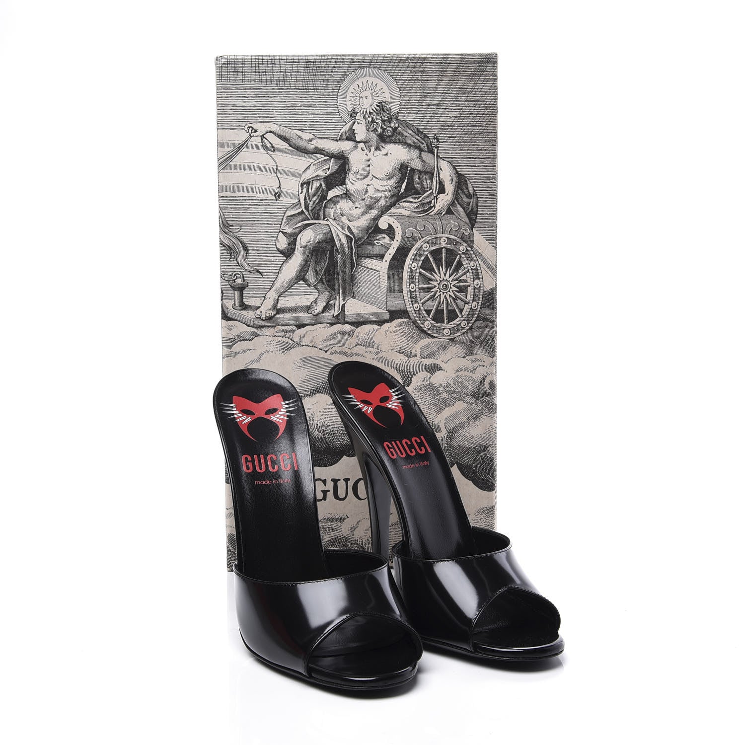 Gucci Polished Calfskin Scarlet High Heel Slide Sandals 39 Black 11 of 11
