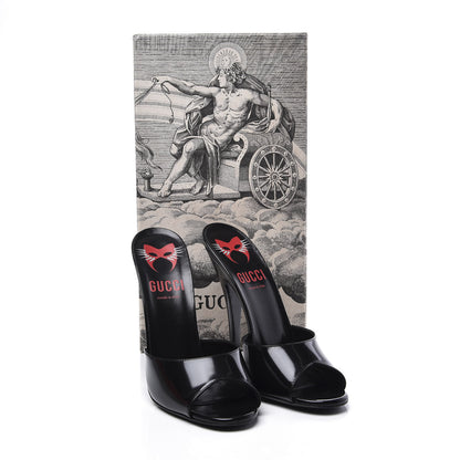Gucci Polished Calfskin Scarlet High Heel Slide Sandals 39 Black 11 of 11