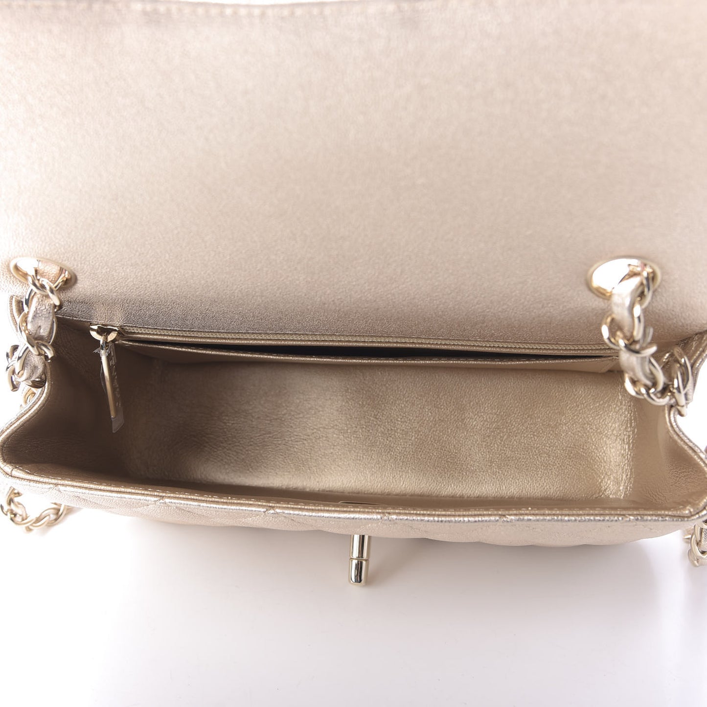 Metallic Lambskin Quilted Mini Rectangular Flap Gold