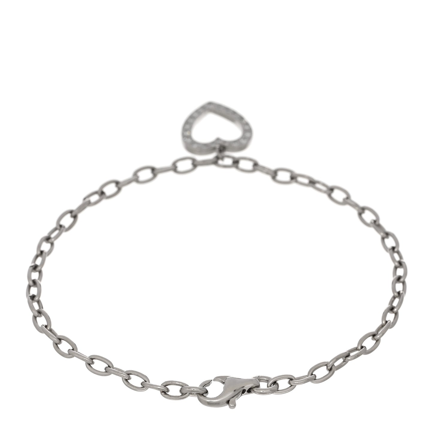 Platinum Diamond Heart Charm Bracelet