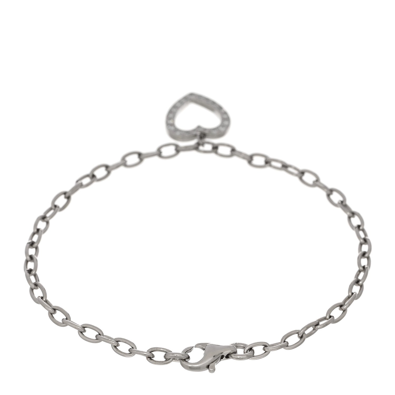 Tiffany Platinum Diamond Heart Charm Bracelet 2 of 4
