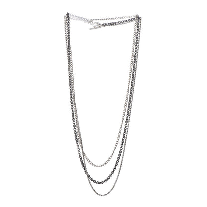 David Yurman Darkened Sterling Silver Three Row Chain Necklace 3 of 5