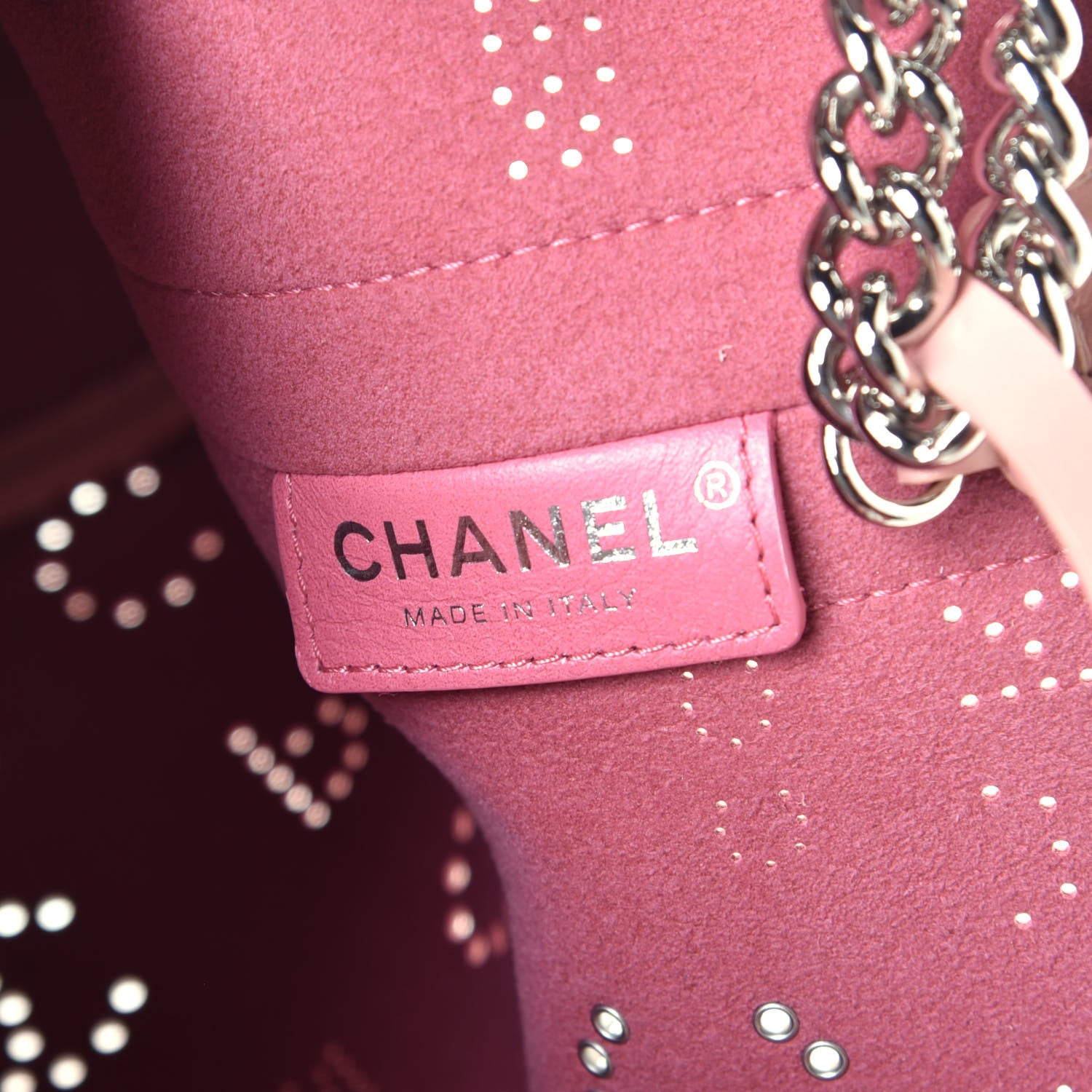 Chanel Calfskin Tweed Small Logo Eyelets Shopping Tote Pink 6 of 8