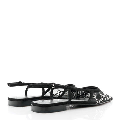 Gucci Tela Retino Kid Scamosciato Crystal GG Monogram Square Demi Ballet Flats 37 Black 4 of 8
