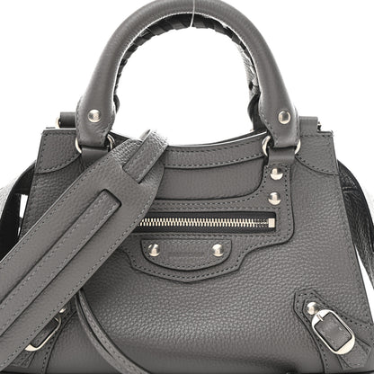 Balenciaga Grained Calfskin Neo Classic Silver Hardware Mini City Dark Grey 8 of 11