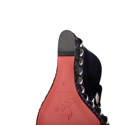 Christian Louboutin Calfskin Suede Cataclou 140 Wedge Sandals 37 Black Dark Gun 8 of 14