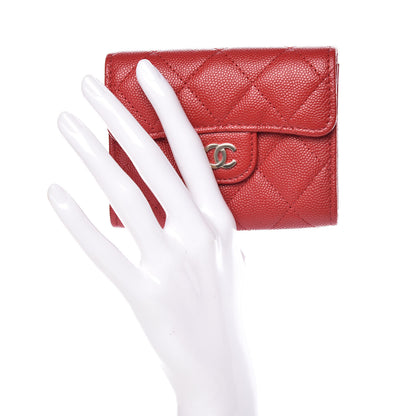 Chanel Caviar Quilted Flap Card Holder Wallet Red 2 of 9