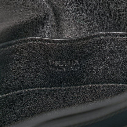 Prada Saffiano Cuir Twist Lock Chain Flap Crossbody Bag Black 7 of 11