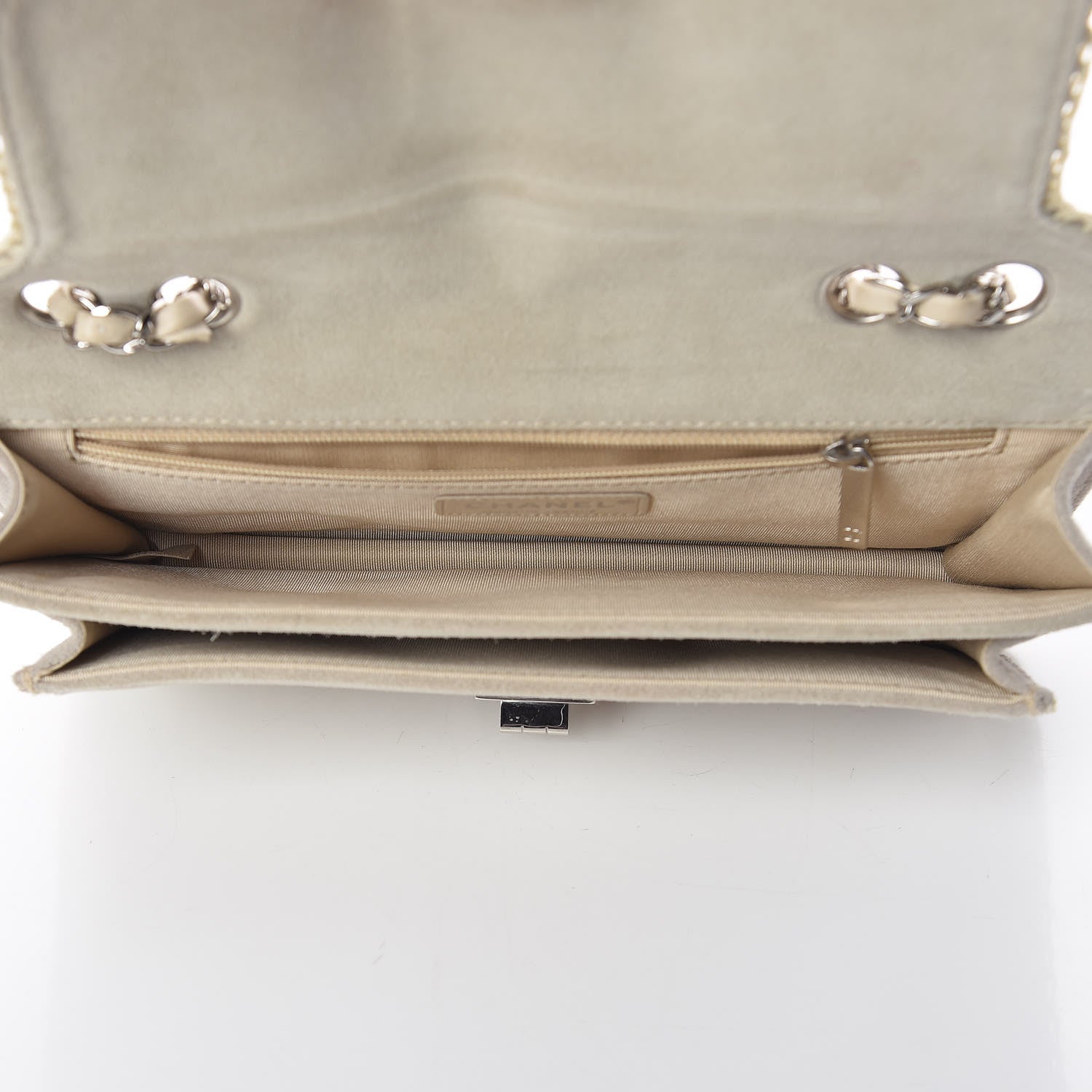 Chanel Suede Chocolate Bar Whipstitch Mademoiselle Flap Grey 8 of 11