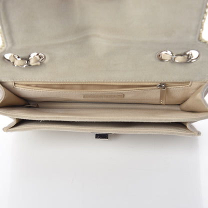 Chanel Suede Chocolate Bar Whipstitch Mademoiselle Flap Grey 8 of 11