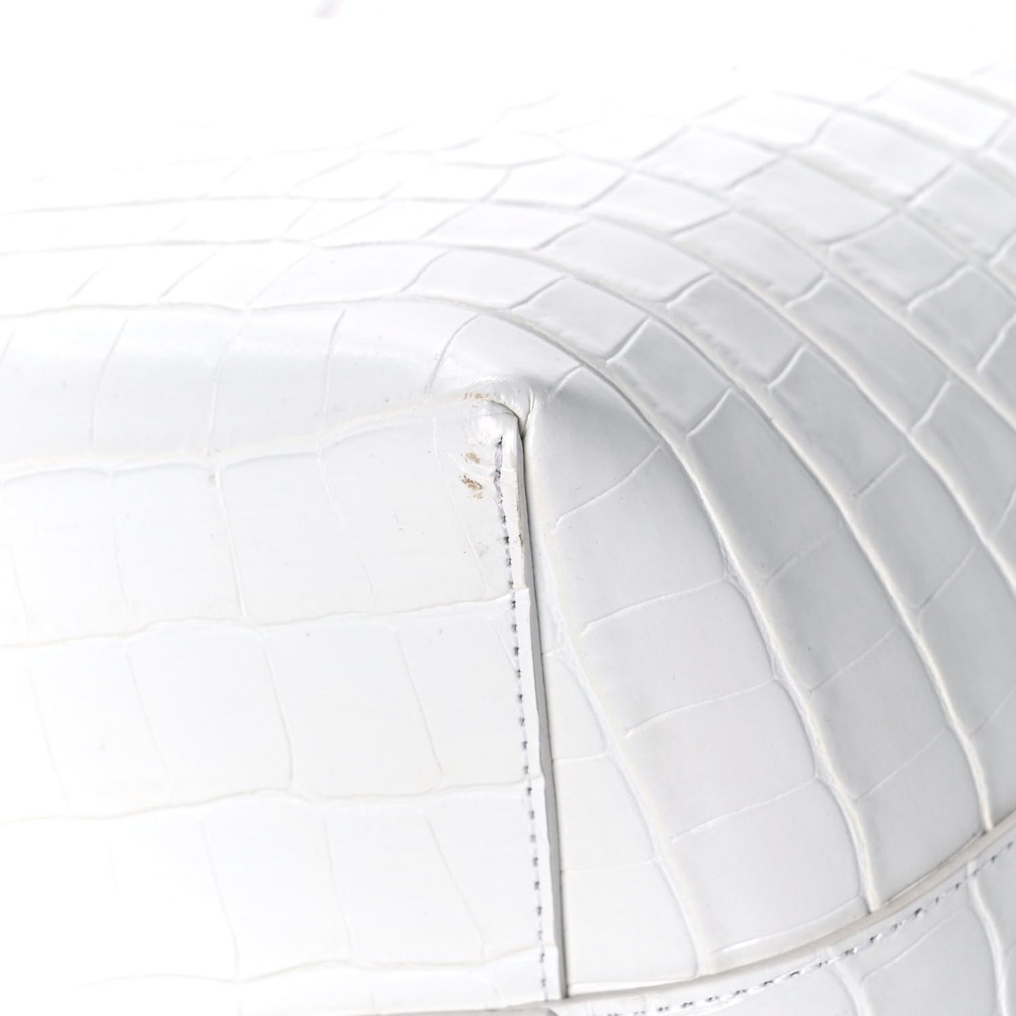 Calfskin Crocodile Embossed Large Shopping Tote White