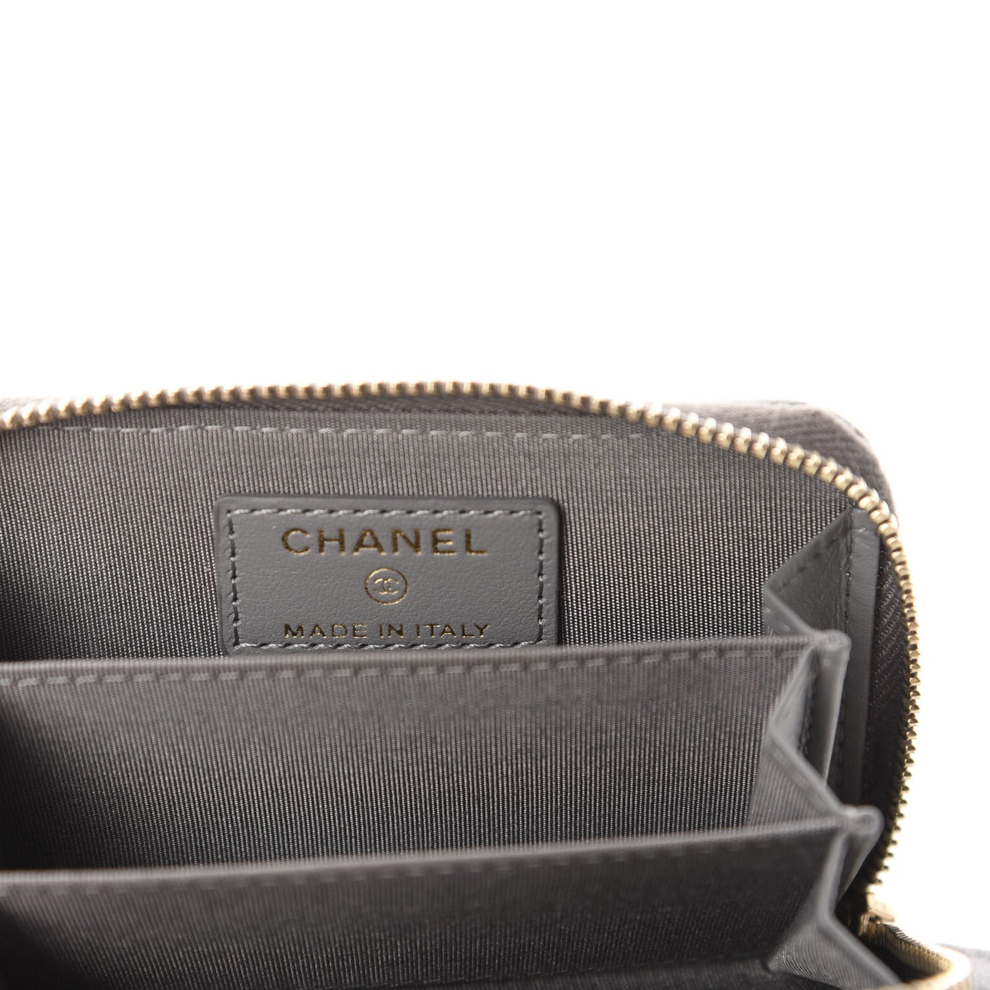 Goatskin Quilted 19 Zip Around Coin Purse Wallet Gray