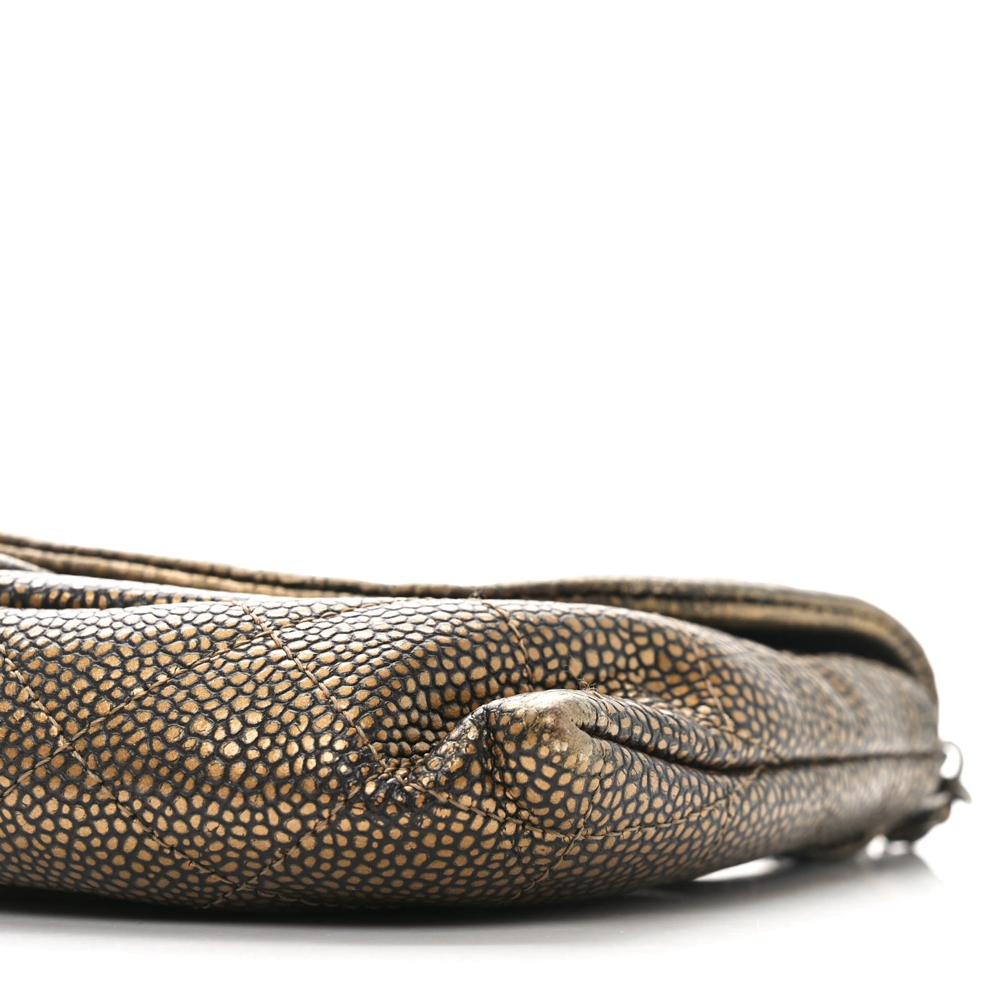 Metallic Caviar Half Moon Wallet On Chain WOC Bronze