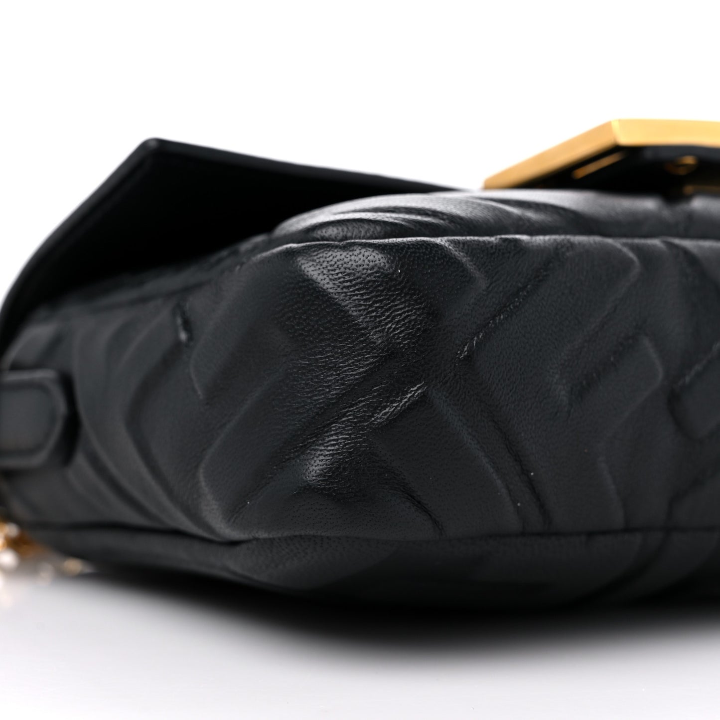 Nappa FF 1974 Embossed Mini Baguette Black