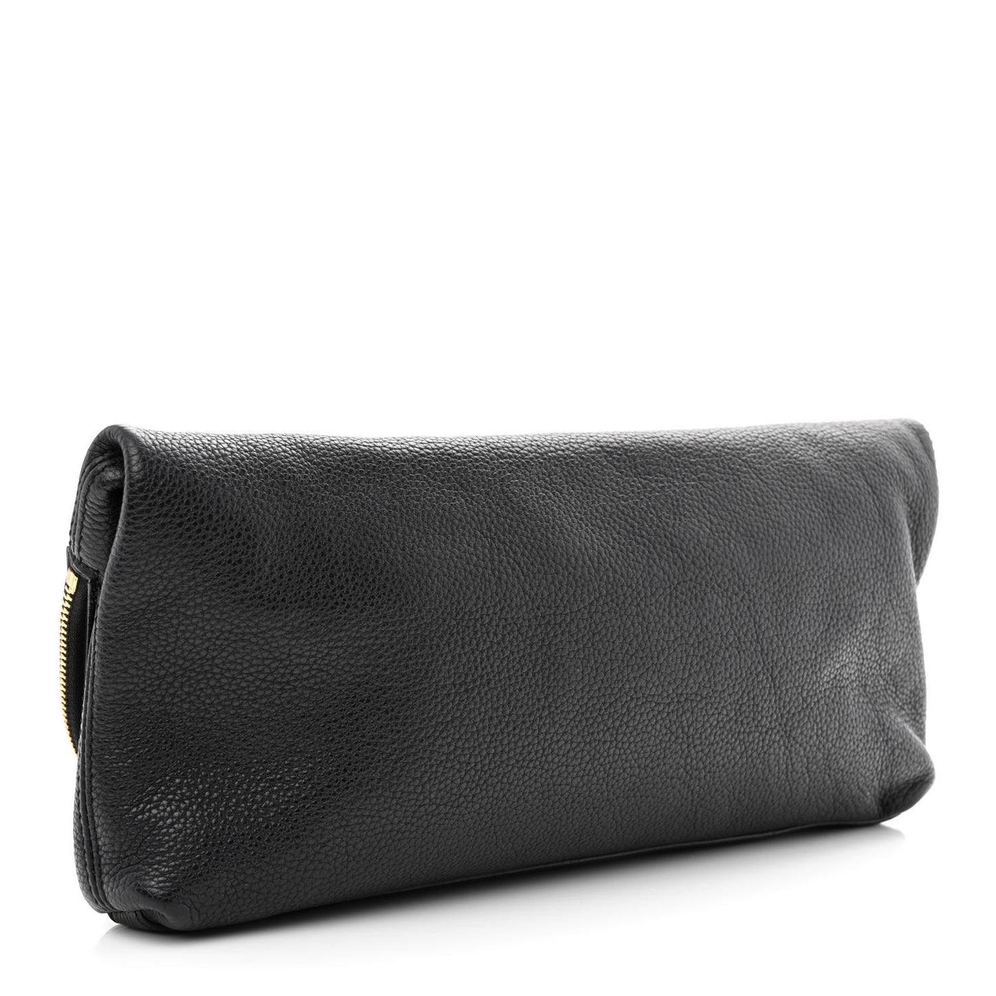 Grainy Calfskin Padlock Skull Clutch Black
