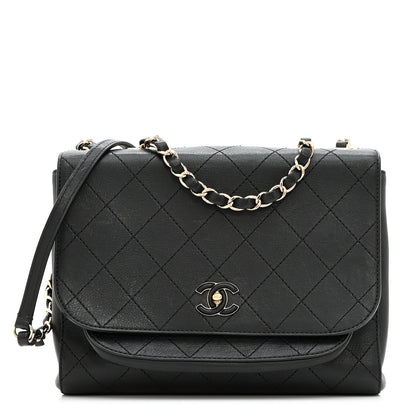 Chanel Calfskin Stitched Medium Covered CC Flap Bag Black 1 of 10