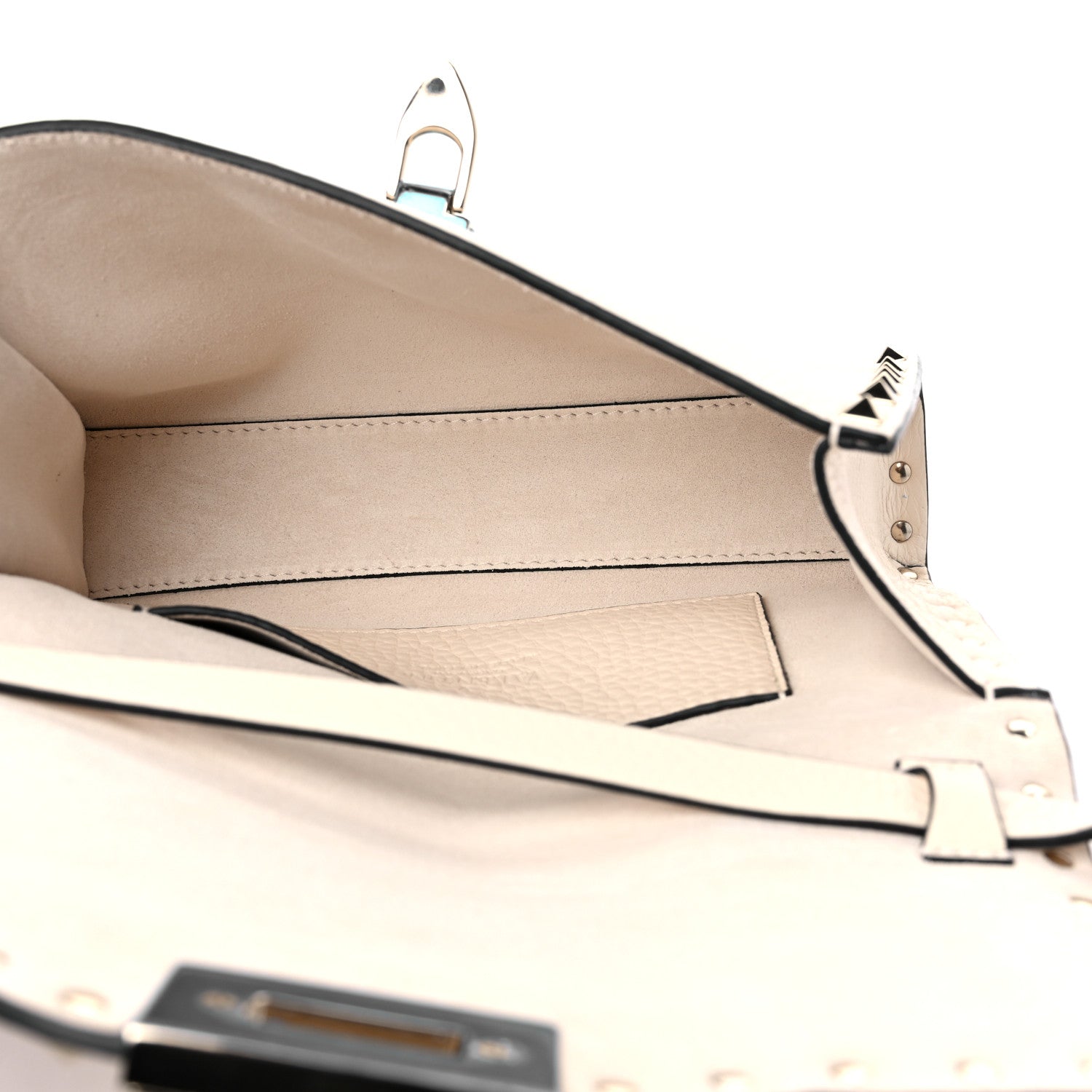 Valentino Garavani Pebbled Calfskin Medium Rockstud Flip Lock Crossbody Bag Light Ivory 5 of 8