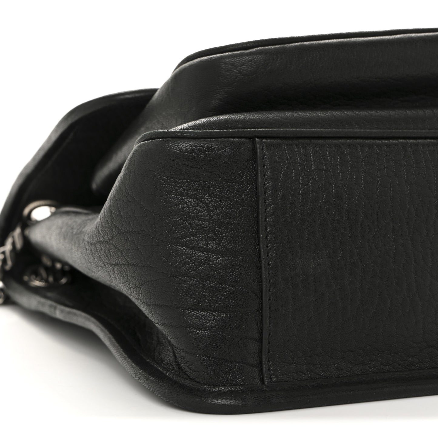 Grained Lambskin Monogram Medium Niki Chain Satchel Black