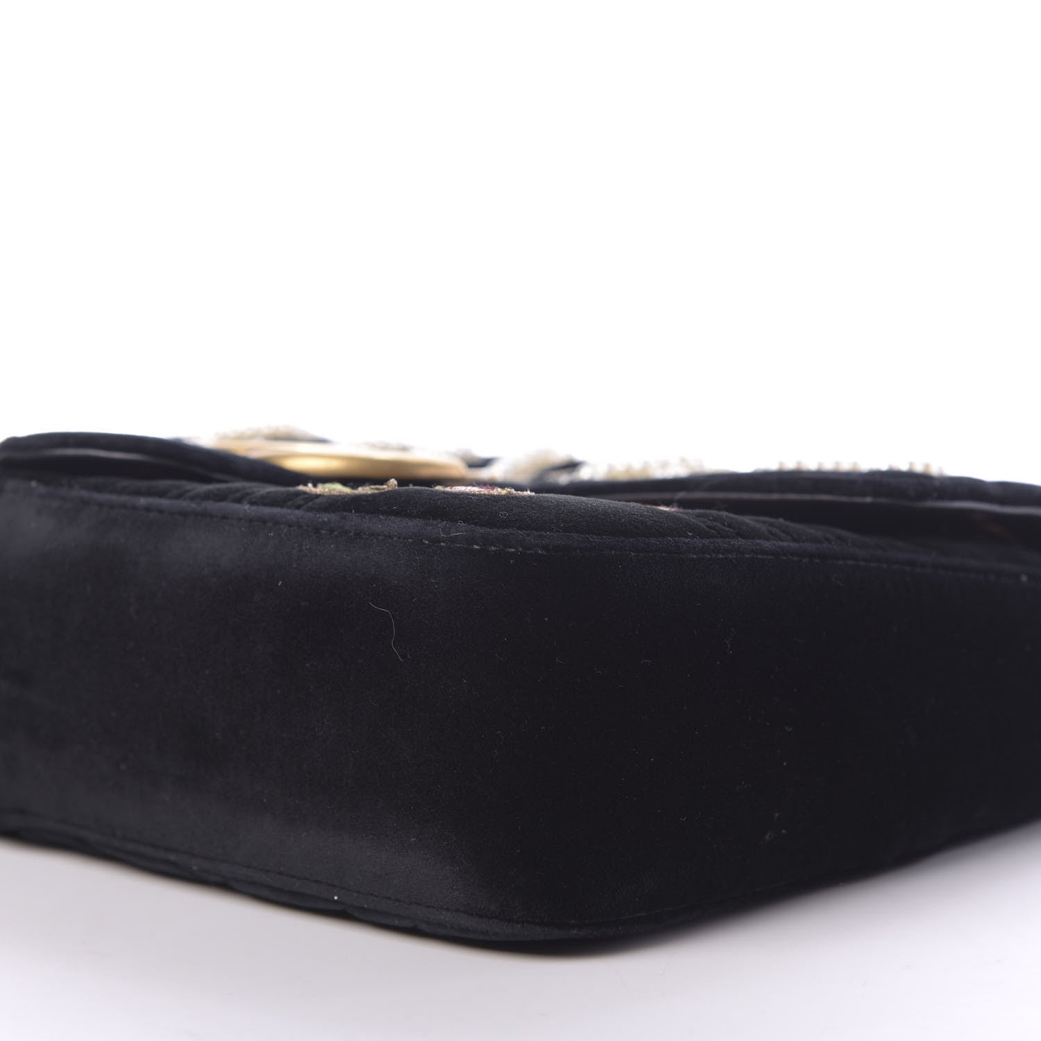 Gucci Velvet Matelasse Loved Embroidered Medium GG Marmont Shoulder Bag Black 7 of 10