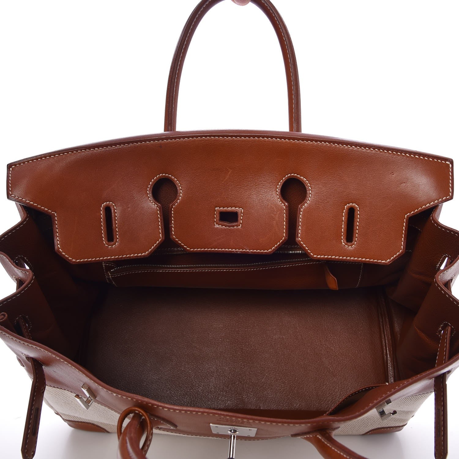 Hermes Toile Barenia Birkin 35 Fauve 9 of 45