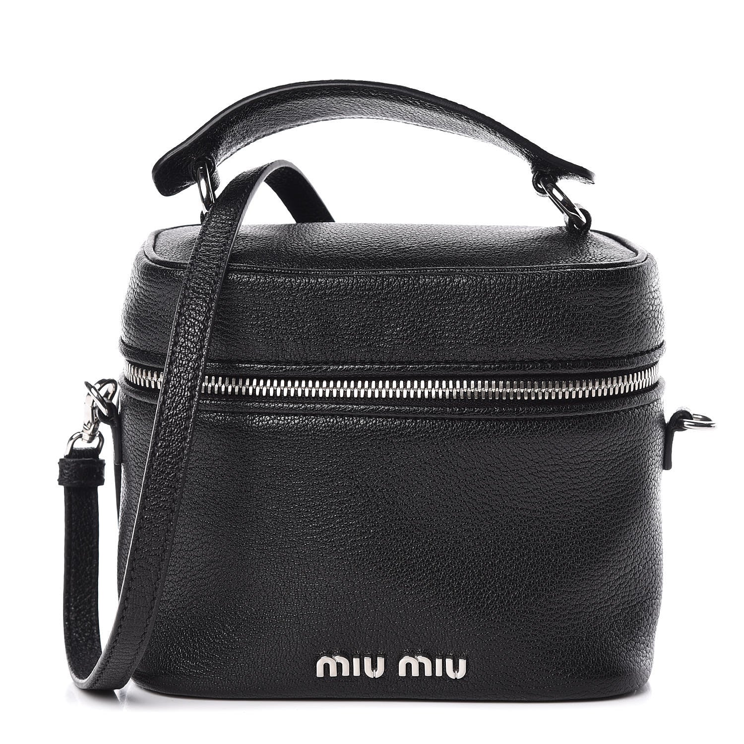 Miu Miu Goatskin Madras Bucket Bag Black 1 of 9